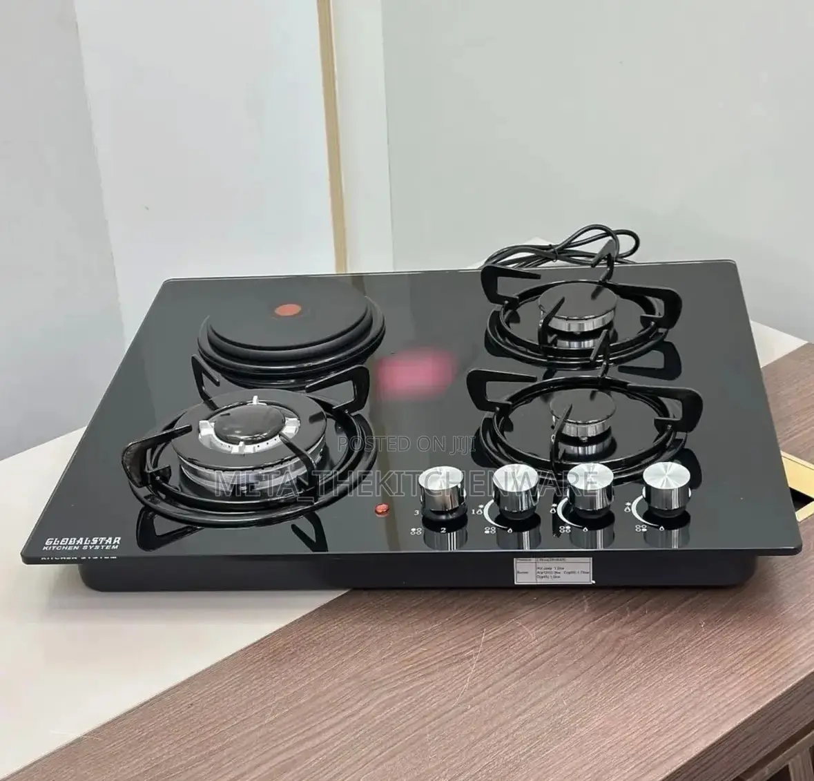 Globalstar Cooktop 3 Gas 1 Electric Plate Tempered Glass