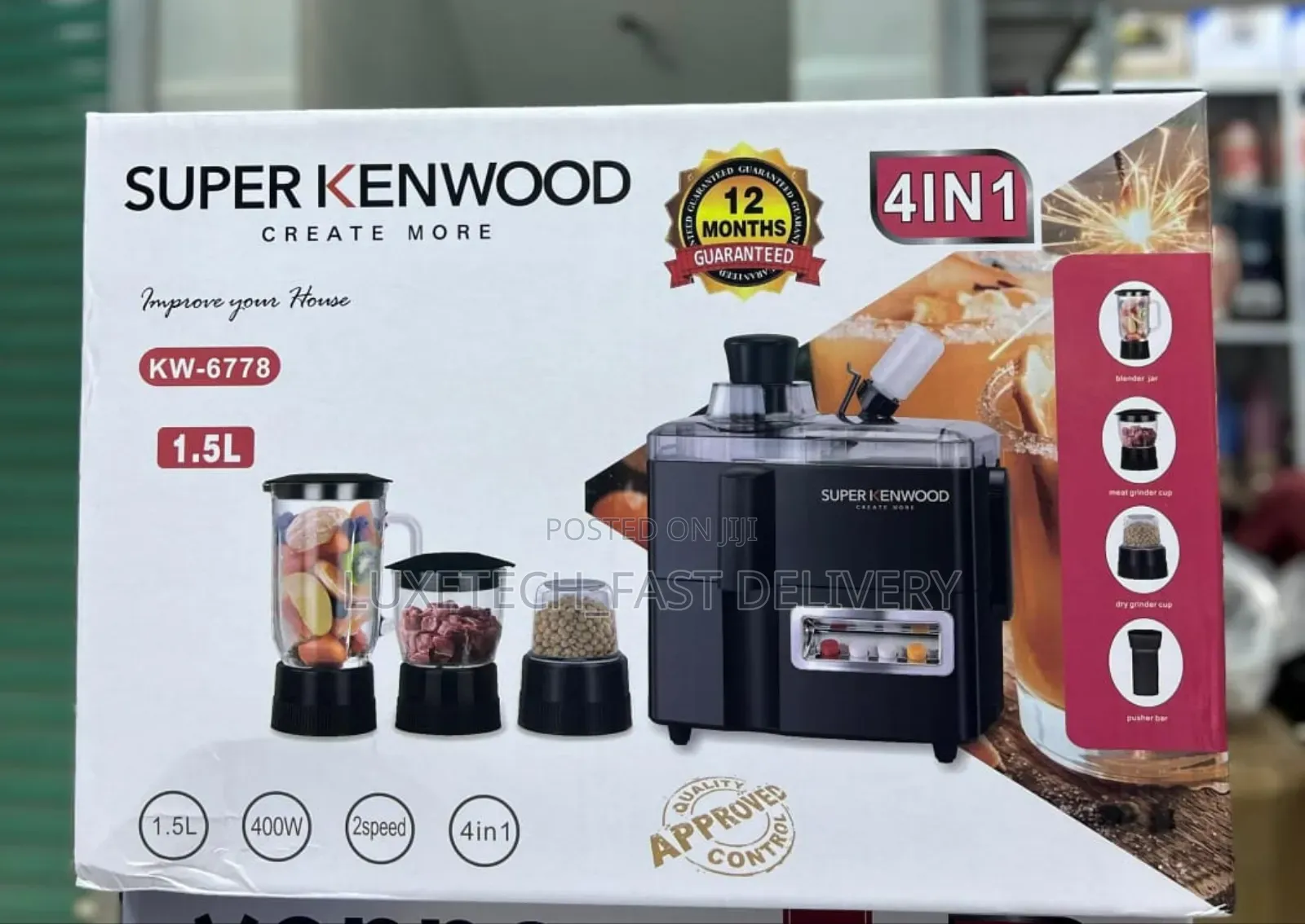 Super Kenwood 4-in-1 Food Processor (Blender, Mincer, Grinder, Juicer)