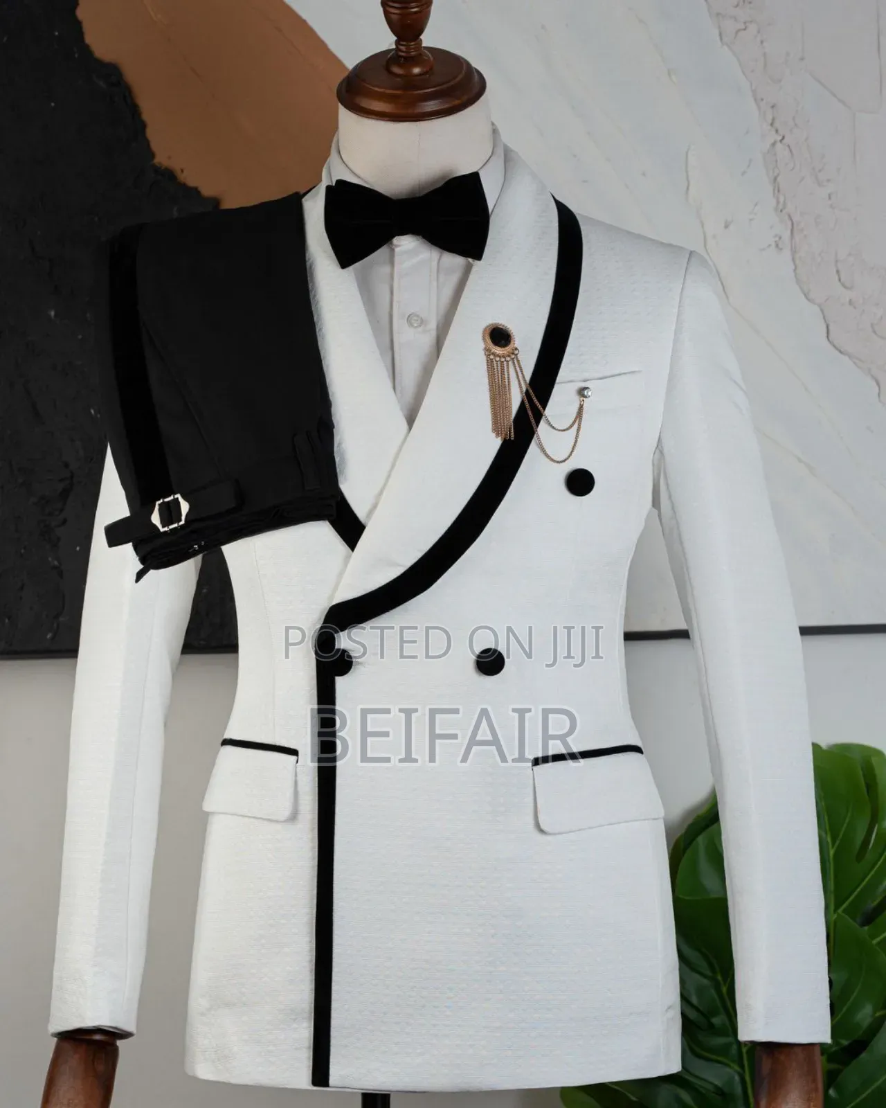 White Suit | Black Ck Strip Suit