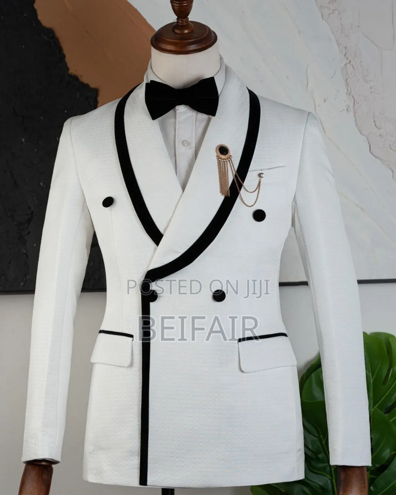 White Suit | Black Ck Strip Suit