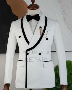 White Suit | Black Ck Strip Suit