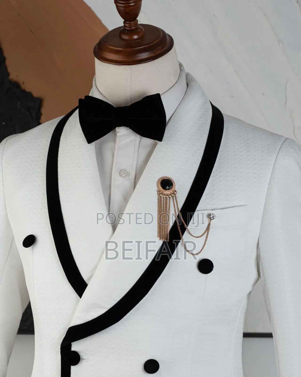 White Suit | Black Ck Strip Suit