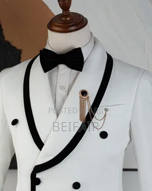 White Suit | Black Ck Strip Suit