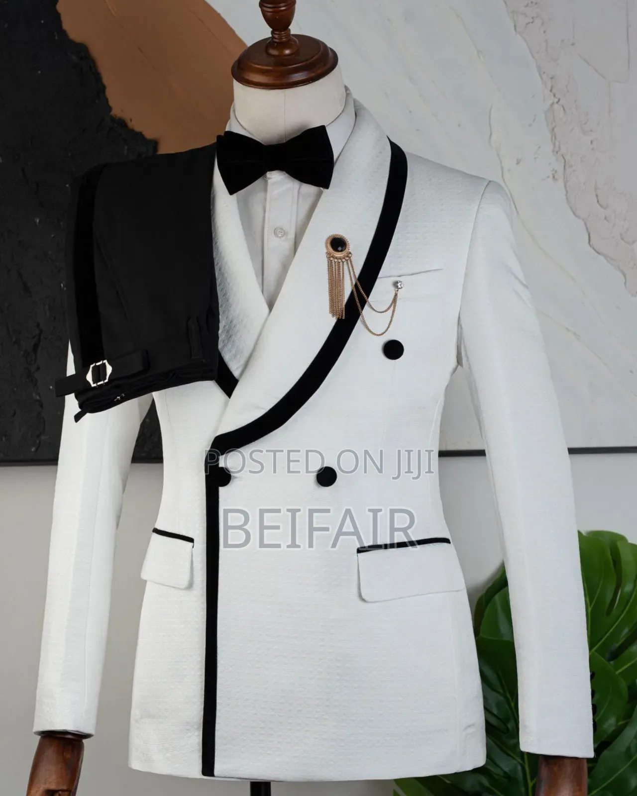 White Suit | Black Ck Strip Suit