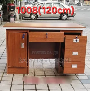 Wooden Office Desk With Cabinet and Lockable Drawers (120cm)