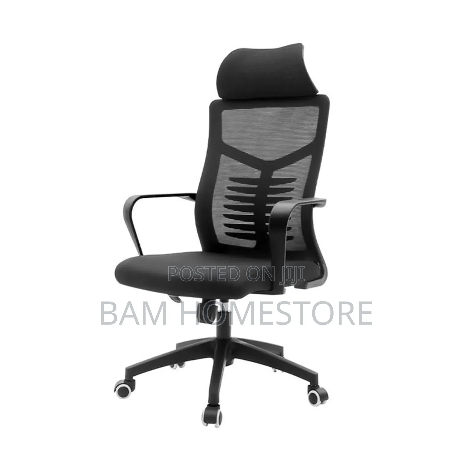 Ergonomic High-Back Office Chair With Lumbar Support (Black)