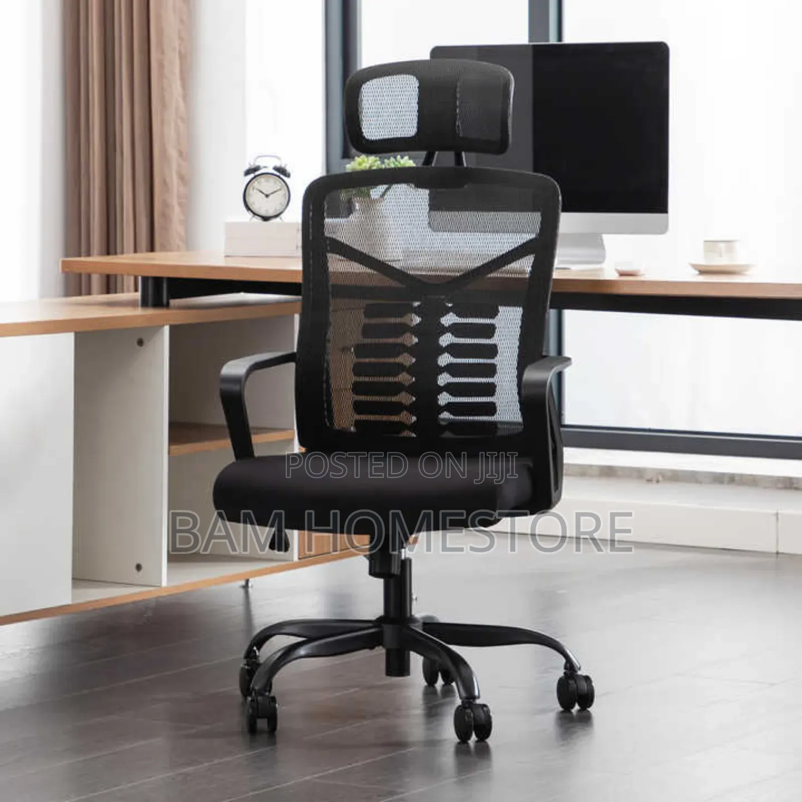Ergonomic High-Back Office Chair With Lumbar Support (Black)