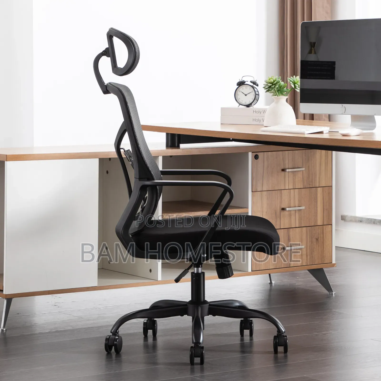Ergonomic High-Back Office Chair With Lumbar Support (Black)