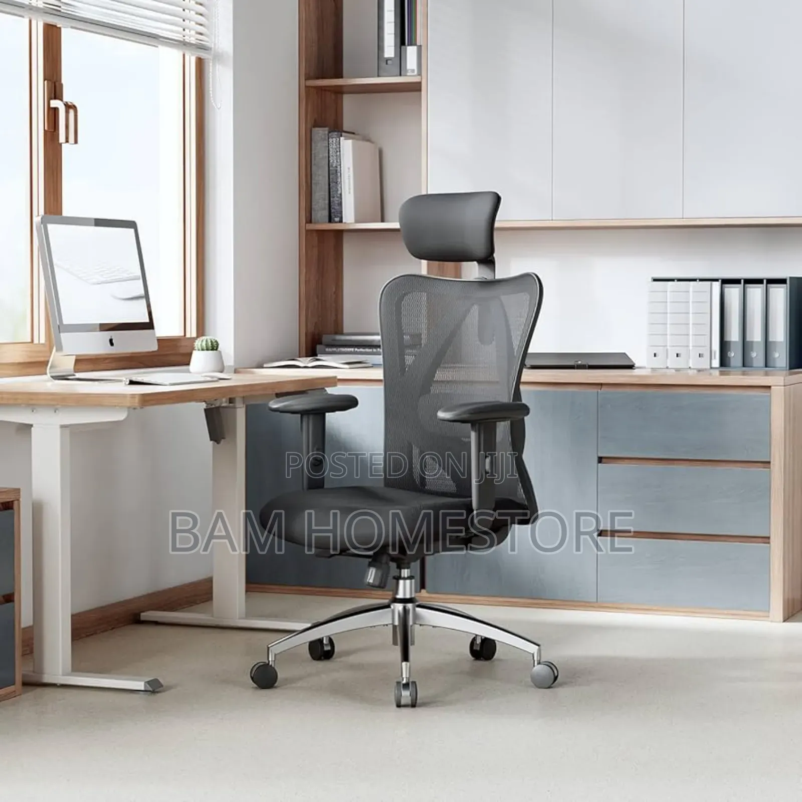 Ergonomic High-Back Office Chair With Lumbar Support (Black)