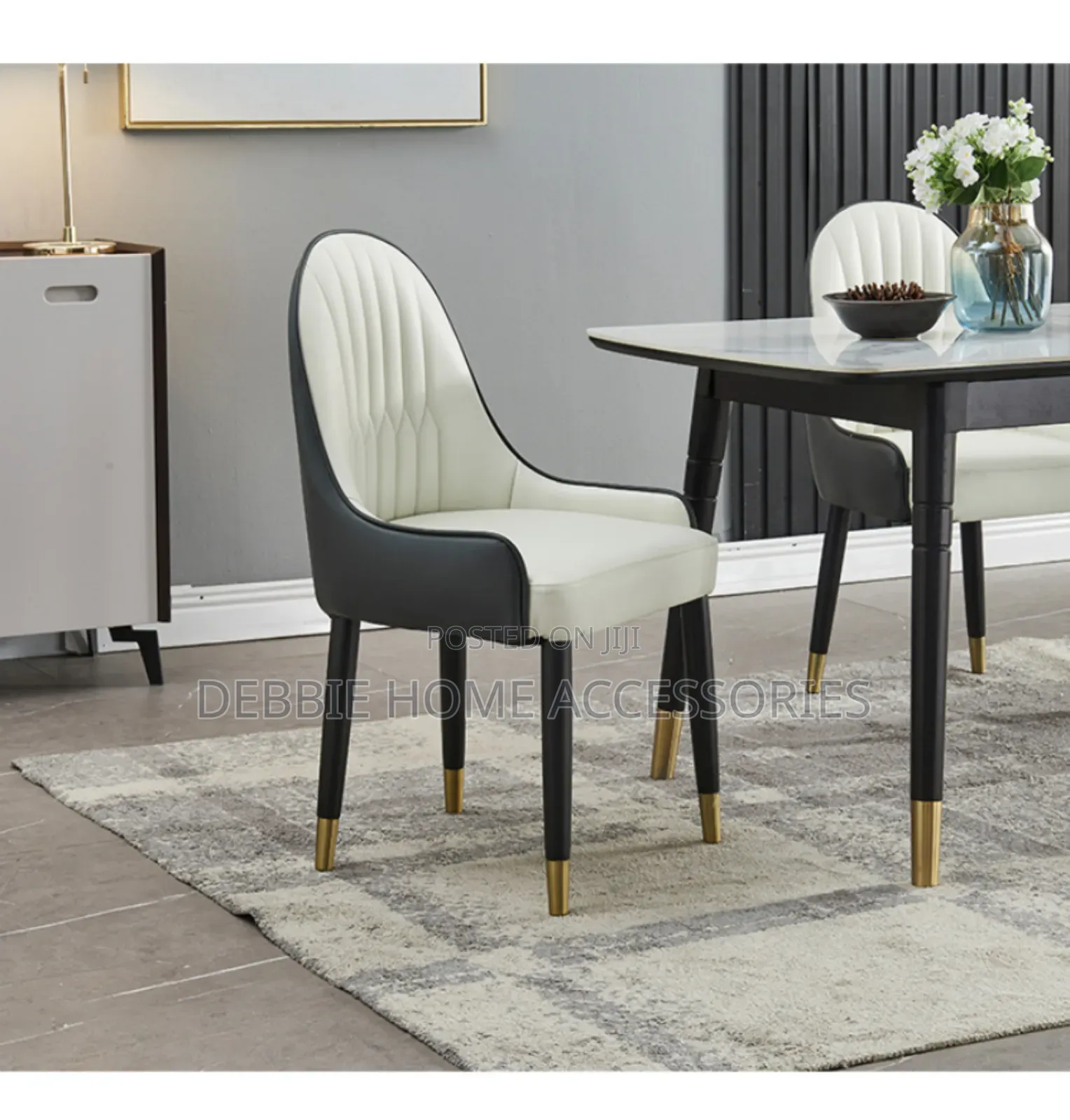 Marble Top Concrete Dining Table and Chair for Dining Room