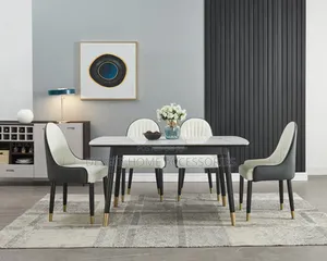 Marble Top Concrete Dining Table and Chair for Dining Room