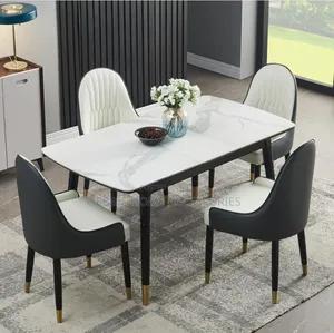 Marble Top Concrete Dining Table and Chair for Dining Room