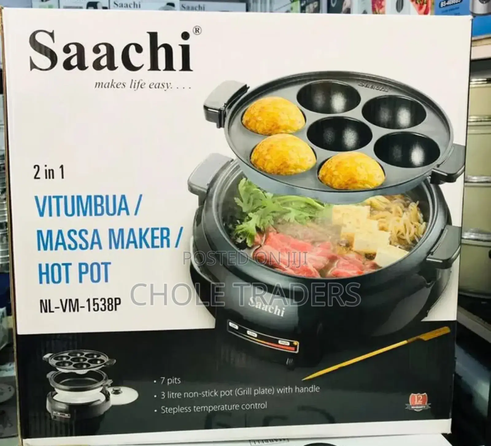 Saachi 2 in 1 Electric Vitumbua Maker / Massa Maker With Hot Pot