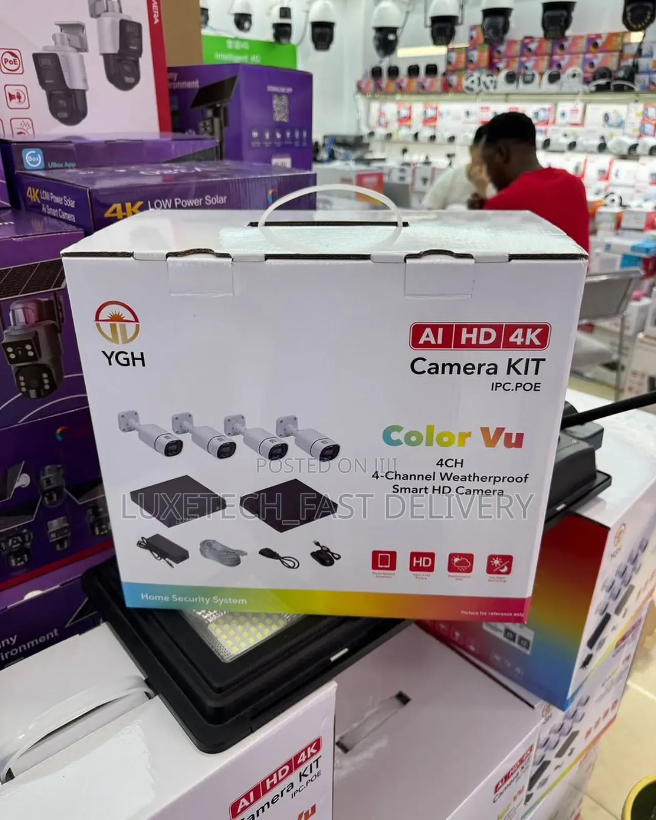 Ygh Ai Hd Security Camera Kit – Colorvu Night Vision, Smart Home CCTV