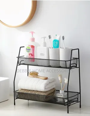 Two-Tier Metal Mesh Storage Rack for Home/Office Use