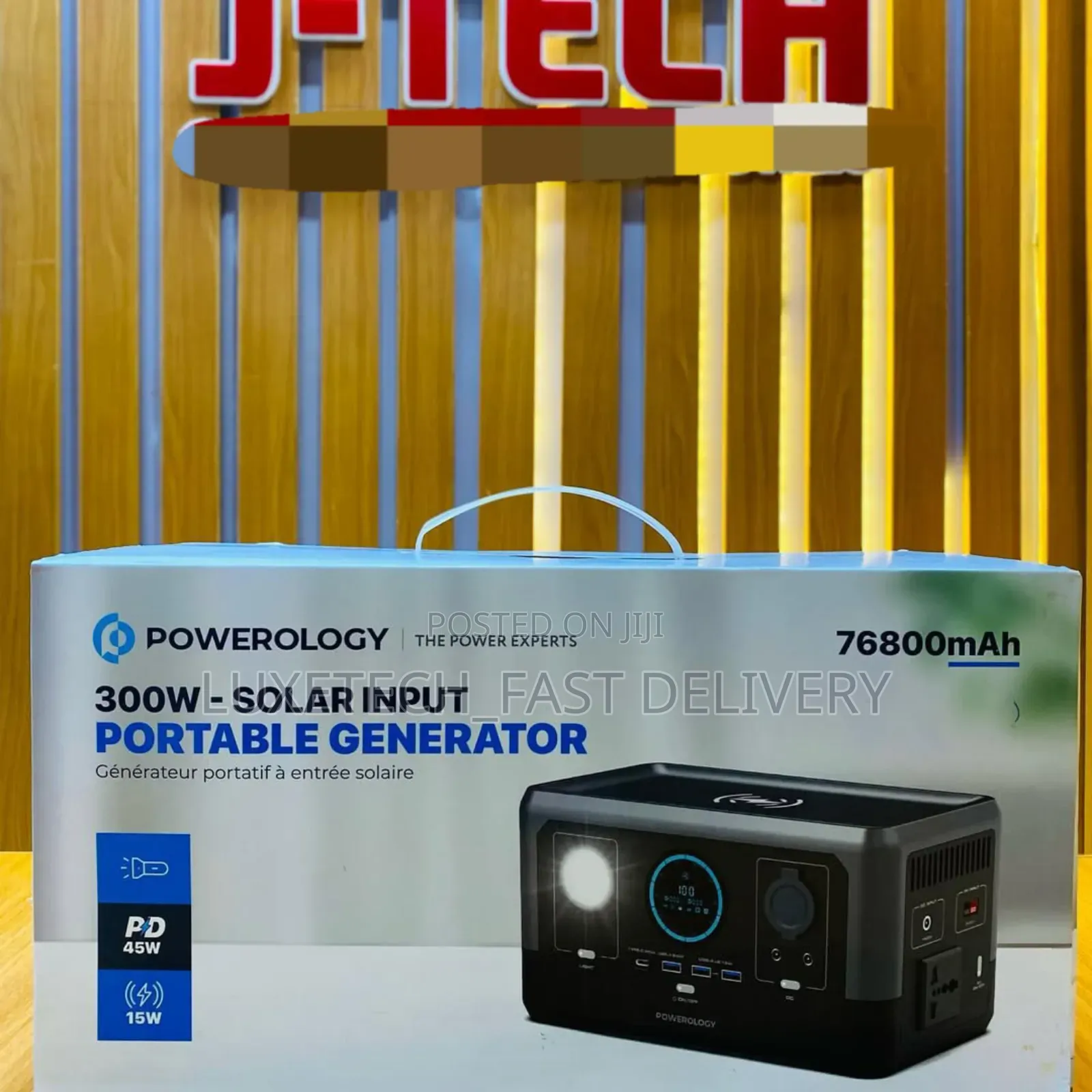 Powerology 300w Portable Solar Generator | 76800mah Battery Ac Output