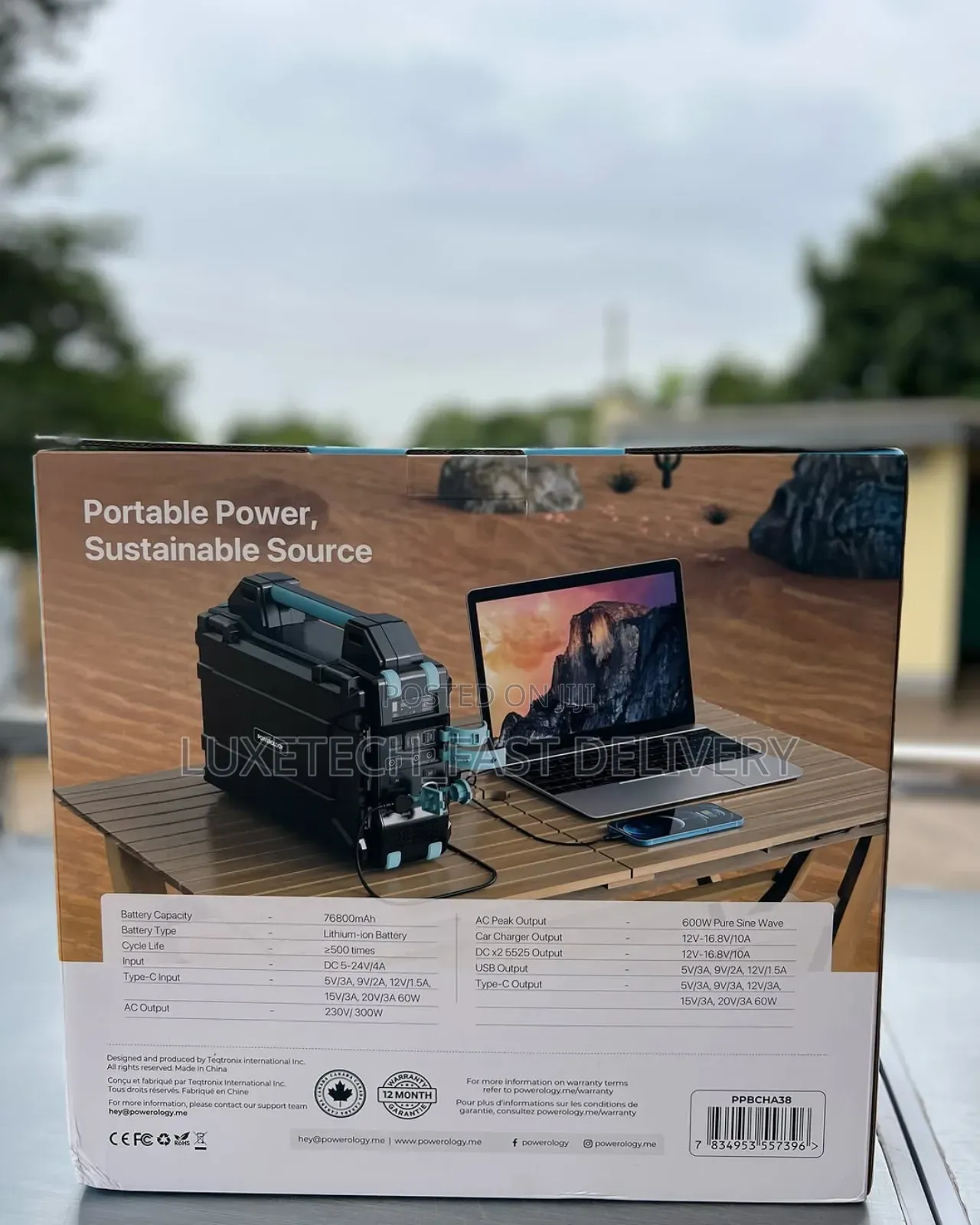 Powerology 300w Portable Solar Power Generator 76800mah