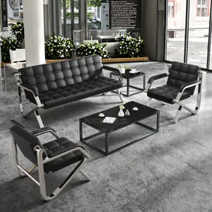 Modern Chesterfield Office Sofa Set Durable Pu Leather Cover -9903