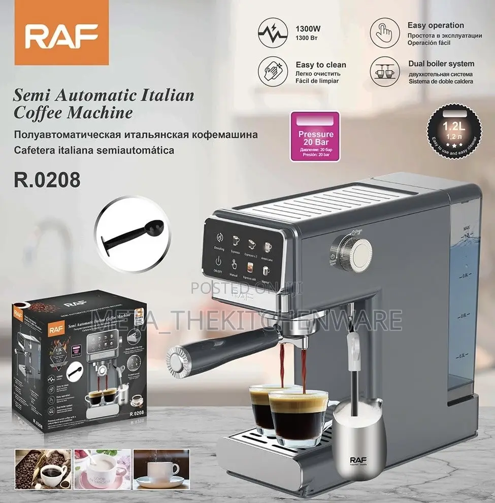 Raf Semi-Automatic Italian Coffee Machine 1300w 20 Bar Espresso Maker