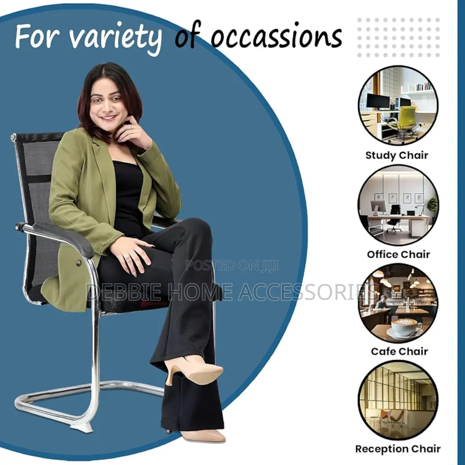 P Chair Visitor Study Home Office Computer Chair-Code 4009(Black)