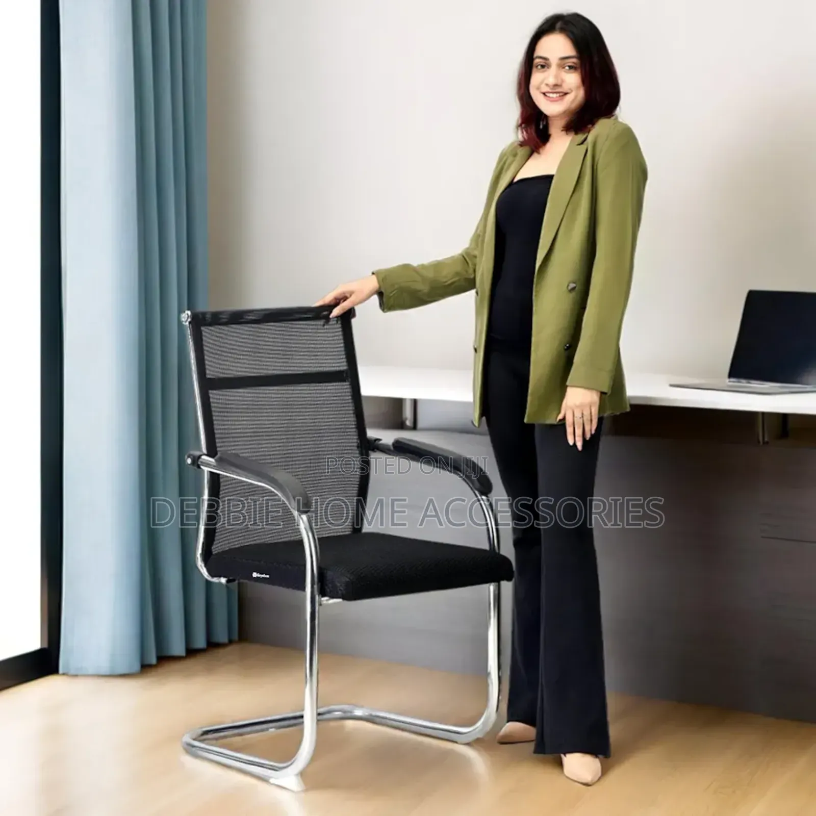 P Chair Visitor Study Home Office Computer Chair-Code 4009(Black)