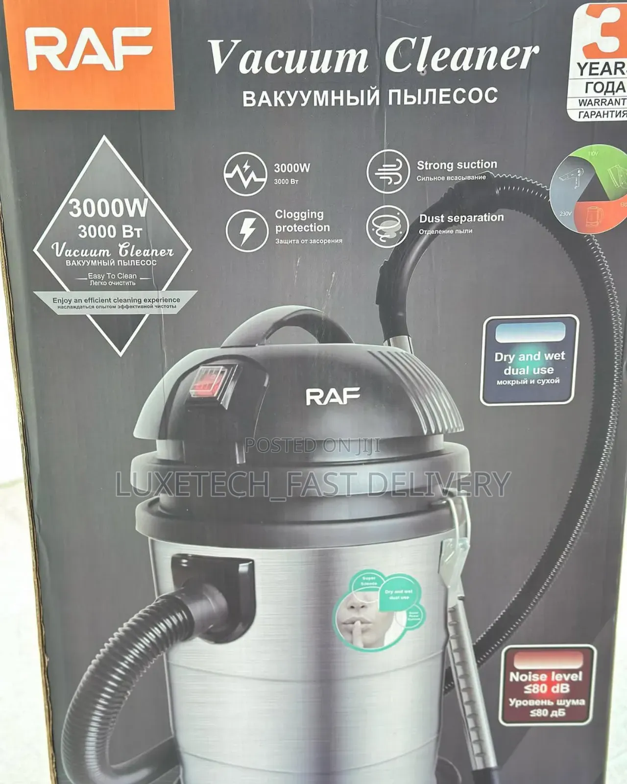 Raf 30 Liters Vacuum Cleaners Dry and Wet With Strong Suction 3000w