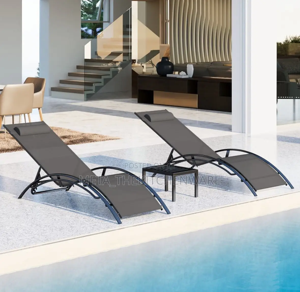 Patio Swimming Pool Sun Lounger With Adjustable Backrest