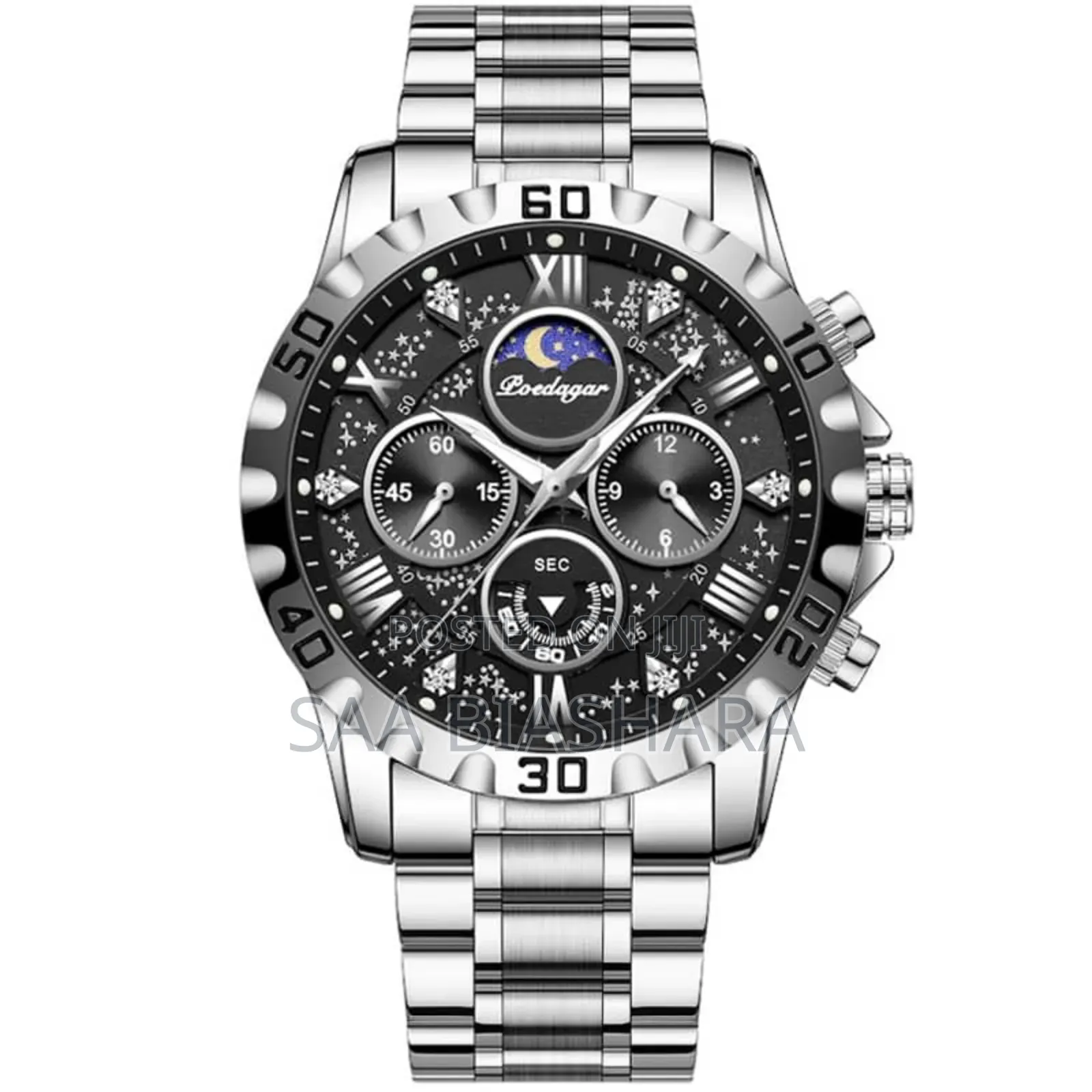 Poedagar 973 Watch Stainless Steel Silver and Black