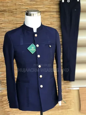 Dark Blue Zipped Kaunda Suti