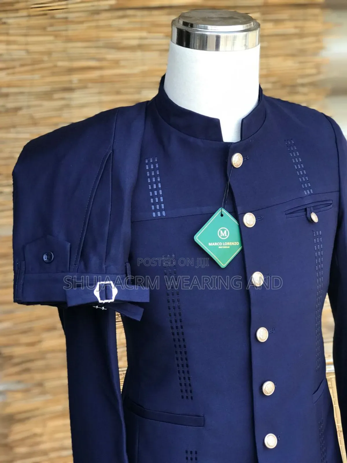 Dark Blue Zipped Kaunda Suti