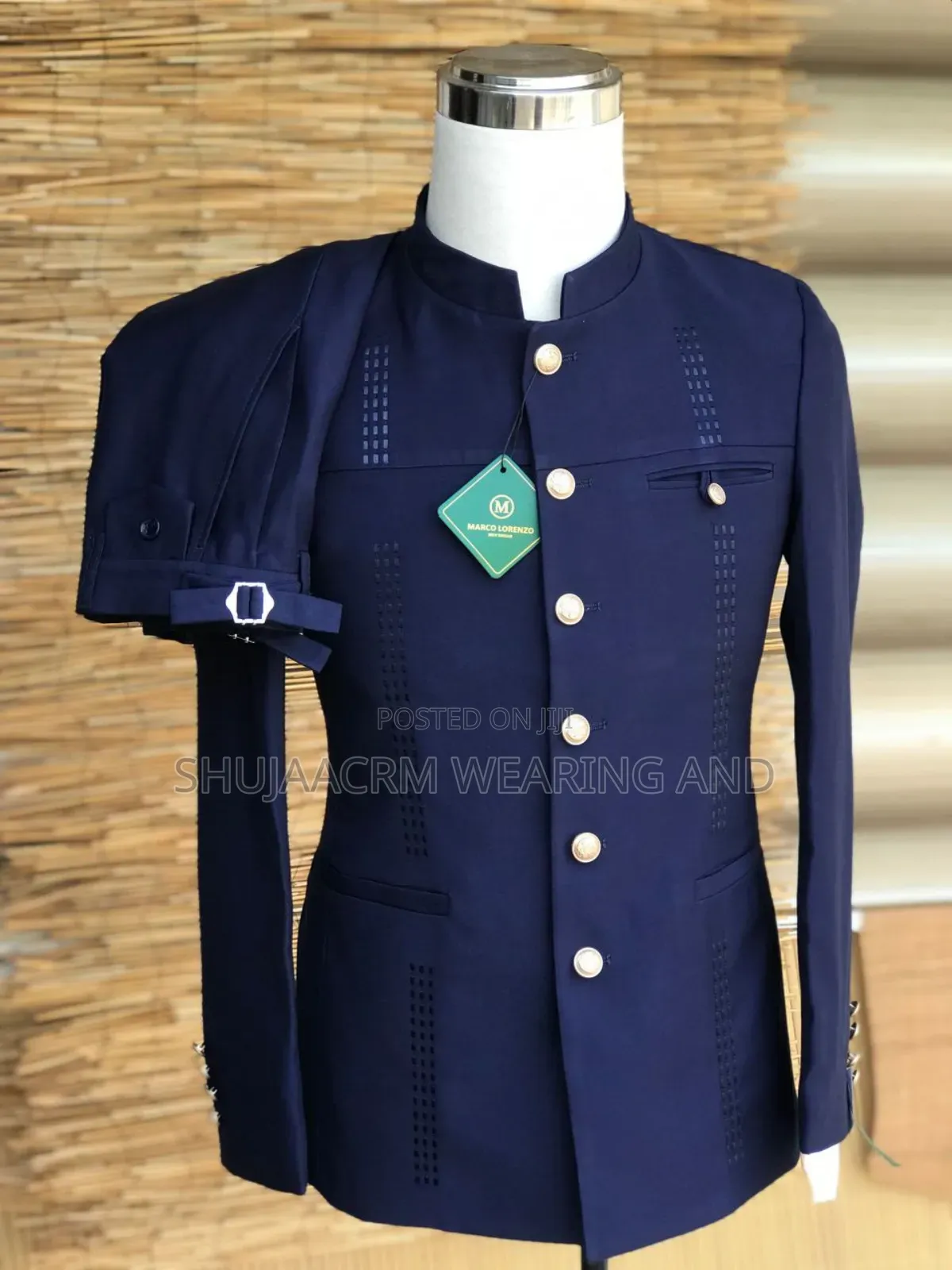 Dark Blue Zipped Kaunda Suti
