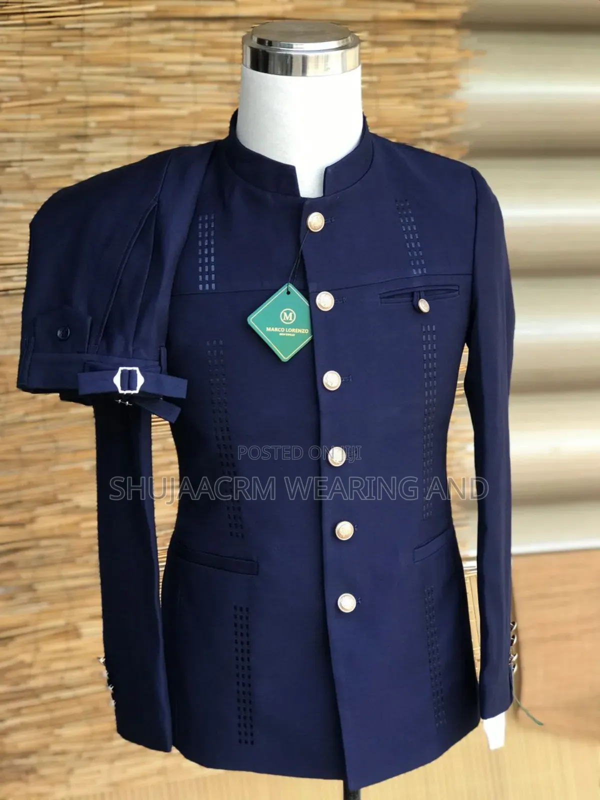 Dark Blue Zipped Kaunda Suti