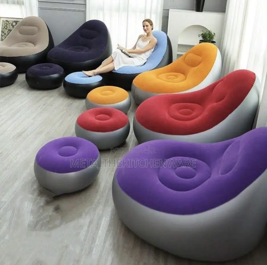 Inflatable Air Sofa With Foot Rest Cushion Lounge Chair