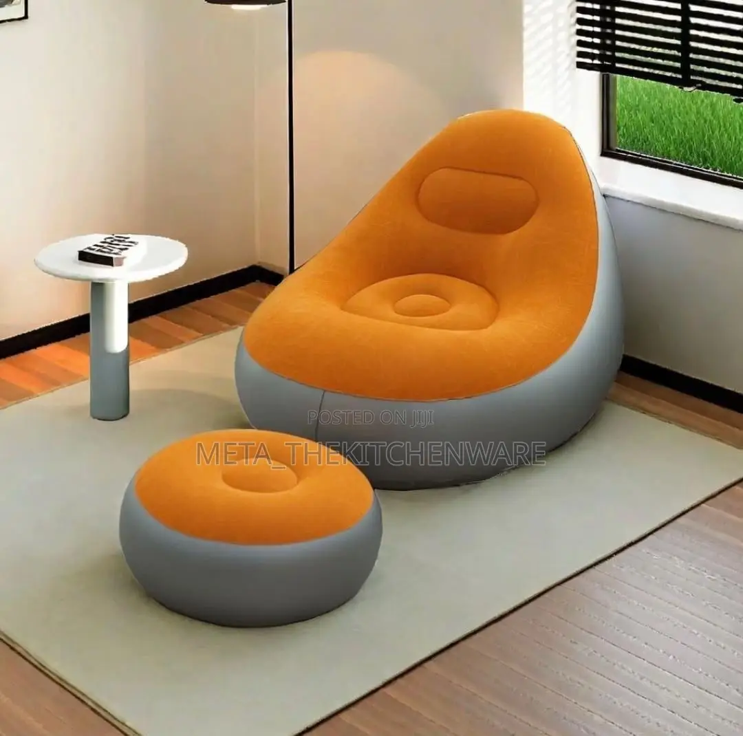 Inflatable Air Sofa With Foot Rest Cushion Lounge Chair