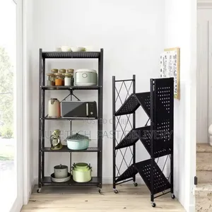 5-Tier Foldable Metal Storage Rack With Wheels