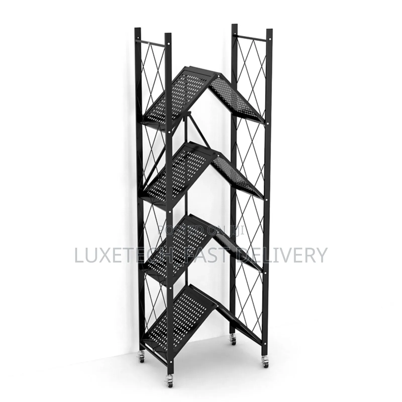 5-Tier Foldable Metal Storage Rack With Wheels