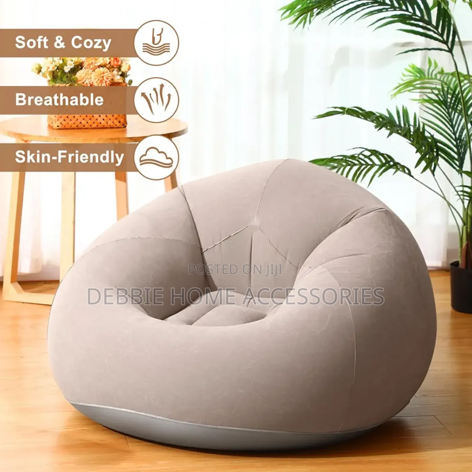 Coffee Inflatable Bean Bag Chairs With Free Pump
