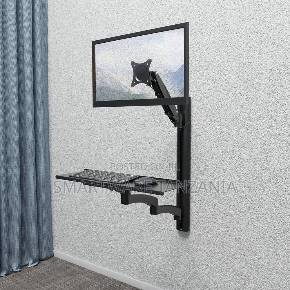 Wall Mount Workstation, Single Monitor Mount, Keyboard Tray And Cpu