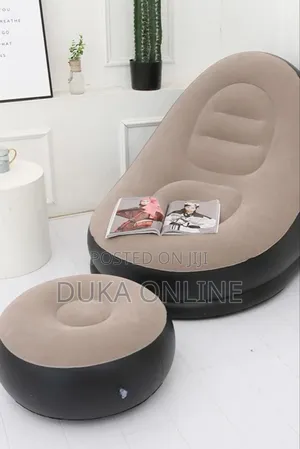 Inflatable Velvet Sofa With With Foot Rest Stool