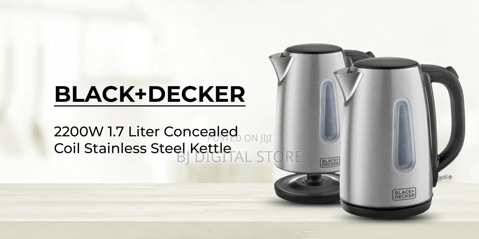 Black+Decker Cordless Electric Kettle, 2200w Power, 1.7l
