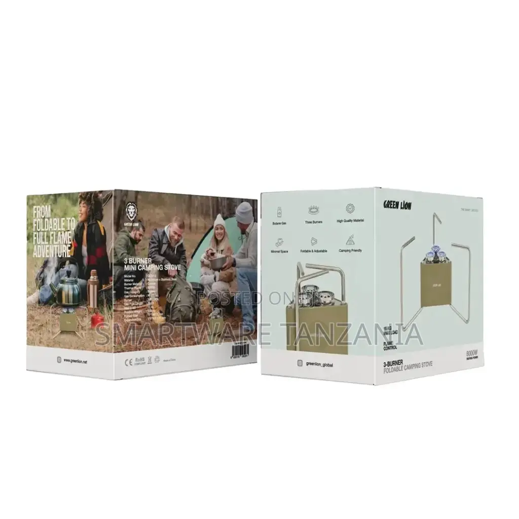 Green Lion 3-Burner Foldable Camping Stove - Khaki