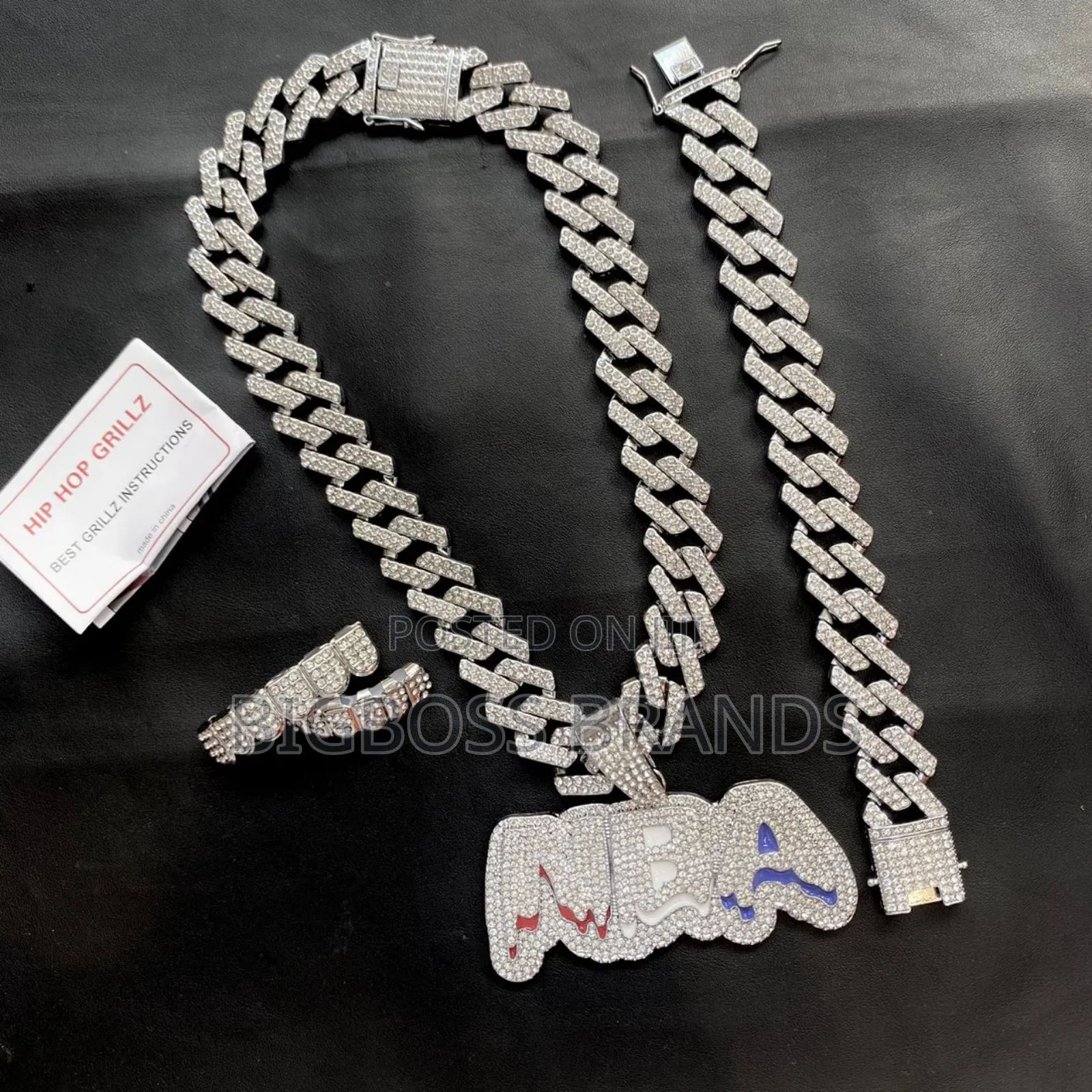 Full Ice Stone Set [Cuban Link Chain, Bracelet, Grills]