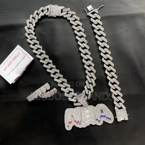 Full Ice Stone Set [Cuban Link Chain, Bracelet, Grills]