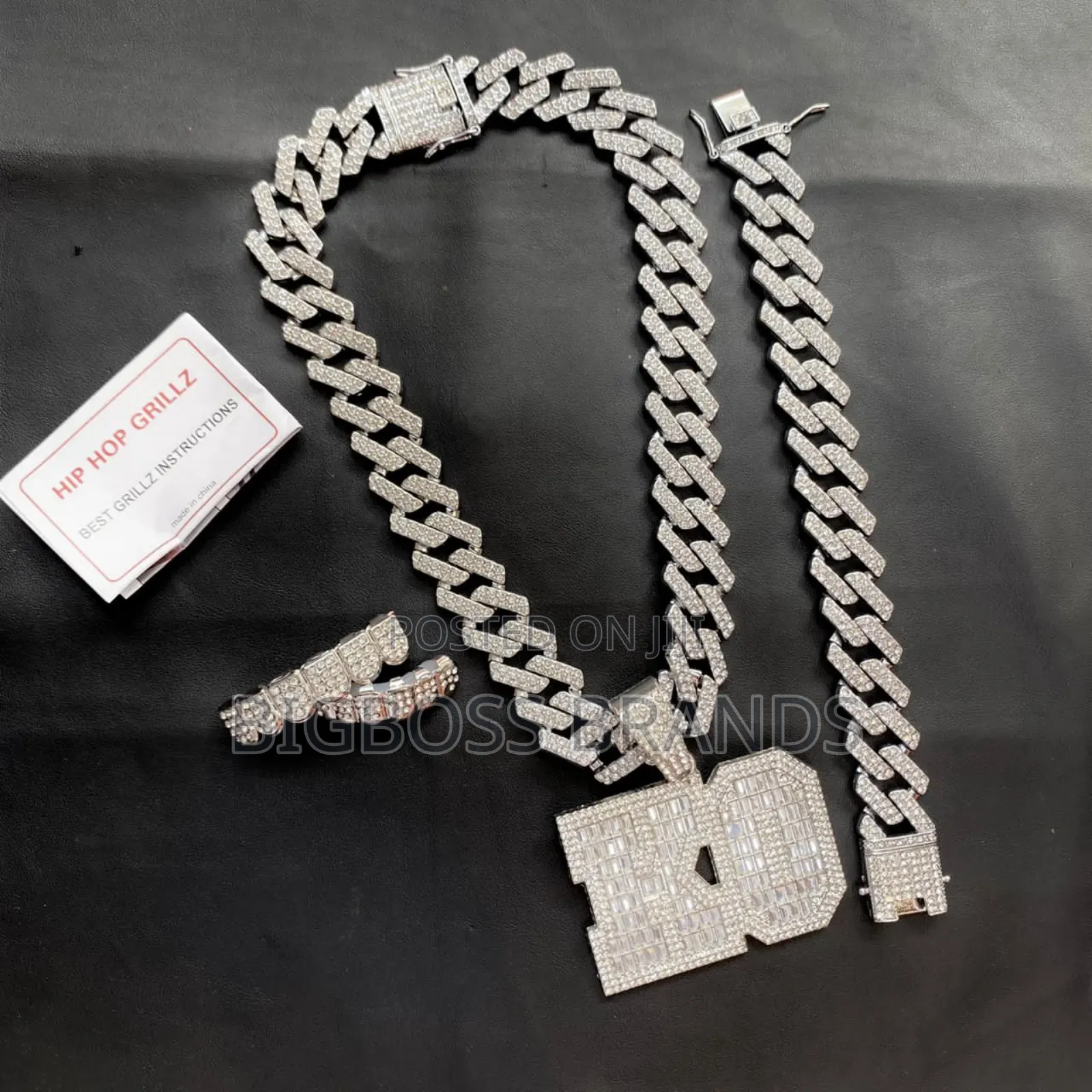 Full Ice Stone Set [Cuban Link Chain, Bracelet, Grills]