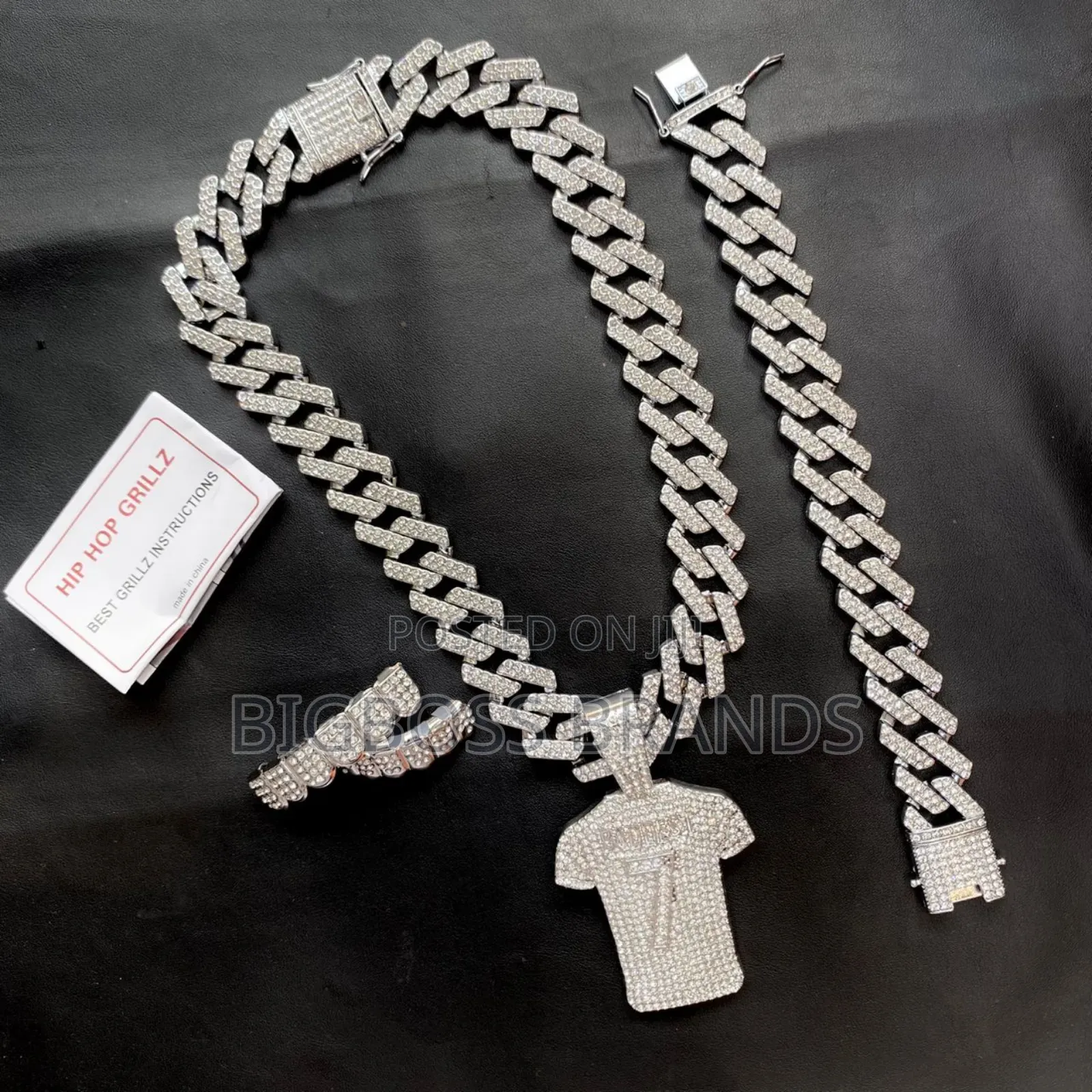 Full Ice Stone Set [Cuban Link Chain, Bracelet, Grills]