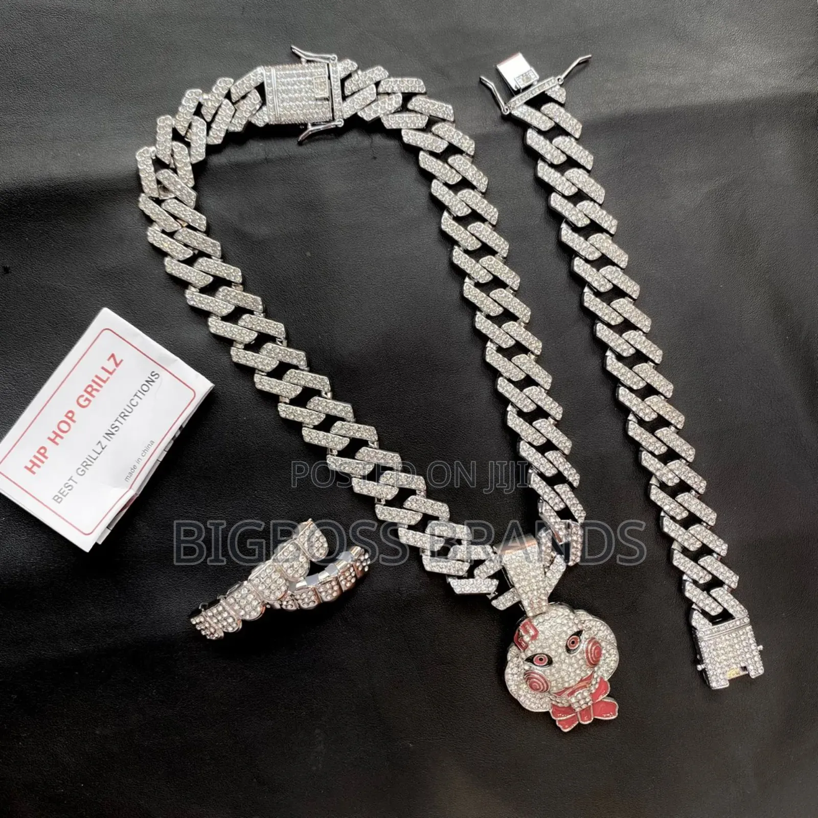 Full Ice Stone Set [Cuban Link Chain, Bracelet, Grills]