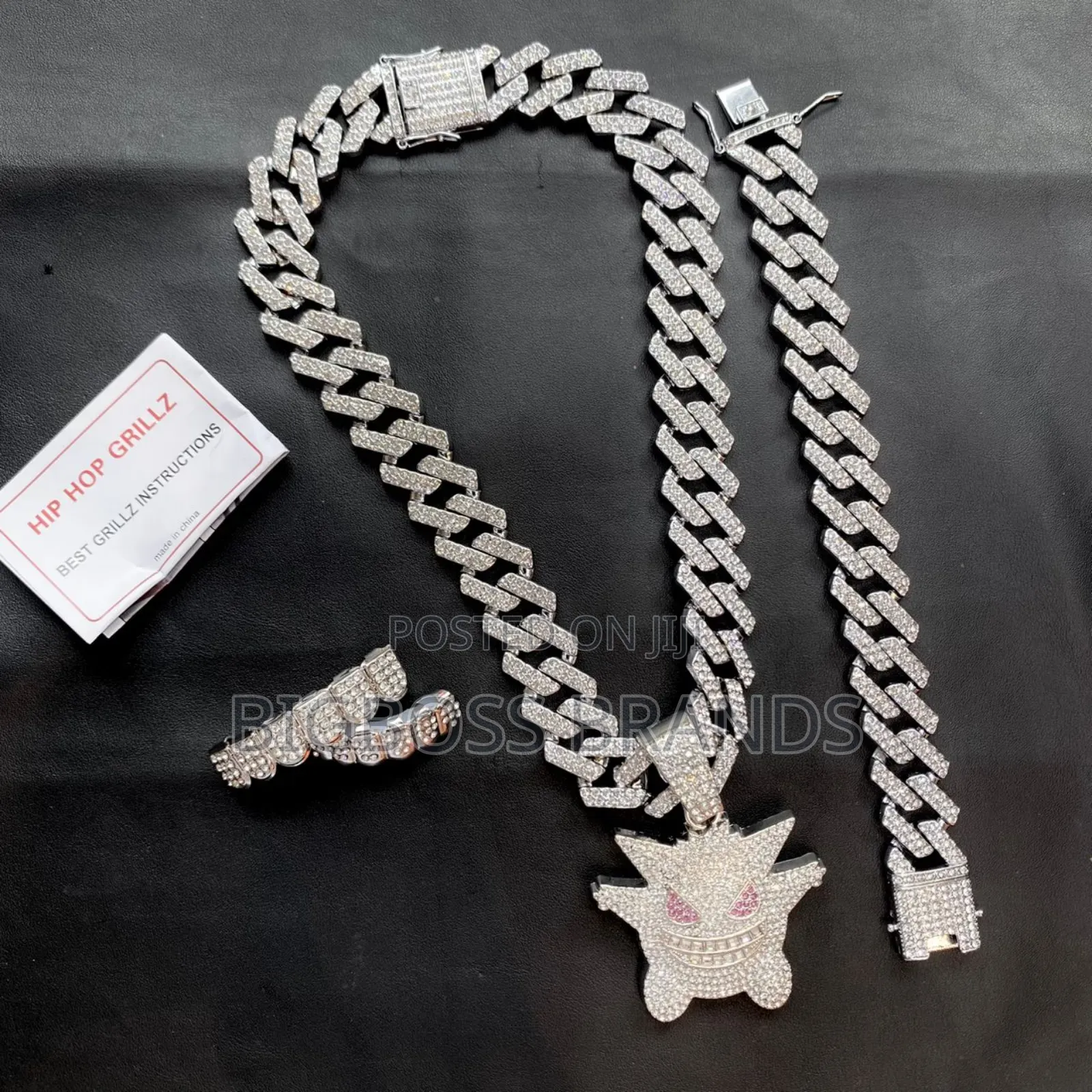 Full Ice Stone Set [Cuban Link Chain, Bracelet, Grills]