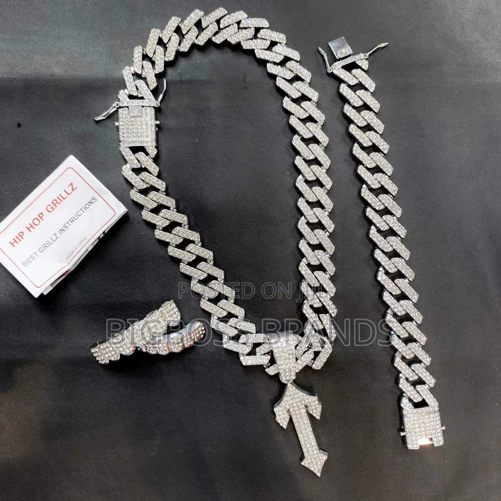 Full Ice Stone Set [Cuban Link Chain, Bracelet, Grills]