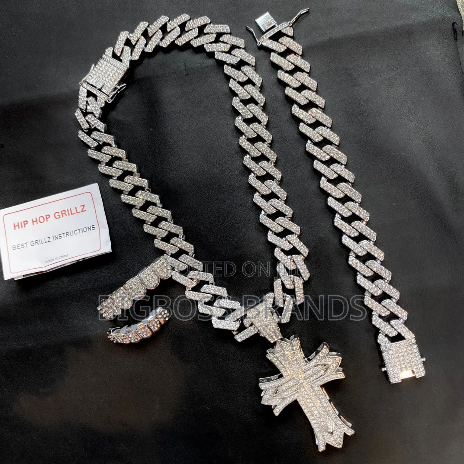 Full Ice Stone Set [Cuban Link Chain, Bracelet, Grills]