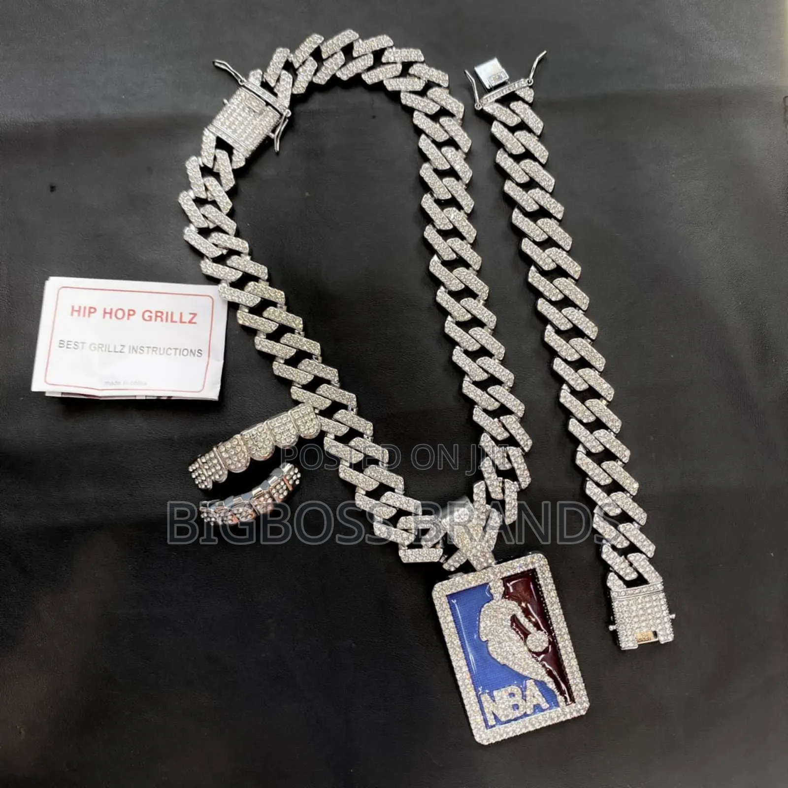 Full Ice Stone Set [Cuban Link Chain, Bracelet, Grills]